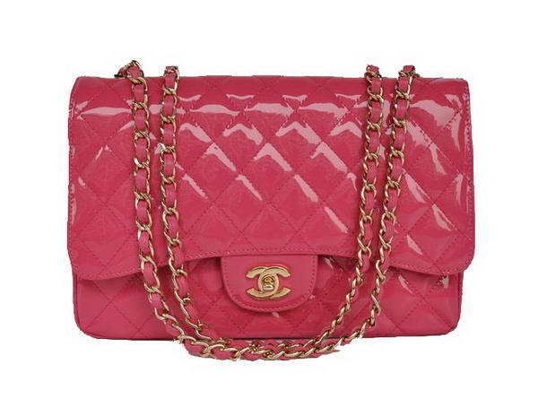 Best Newest 2012 Chanel A28600 Peach Patent Leather Classic Flap Bag Replica